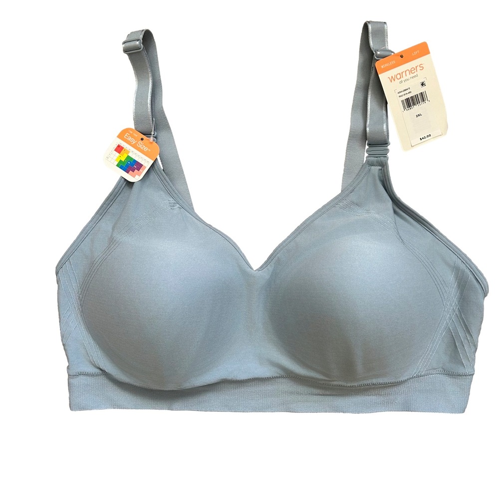 NWT Warner's Easy Does It Wireless Blue Soft Cup Convertible Bra 2XL 42 44 46